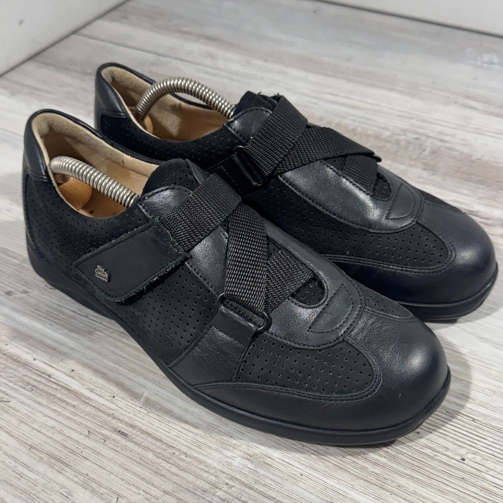 Finn Comfort Shoes Women's‎ 5 US Gray Black Leather Strap Close Comfort Shoes